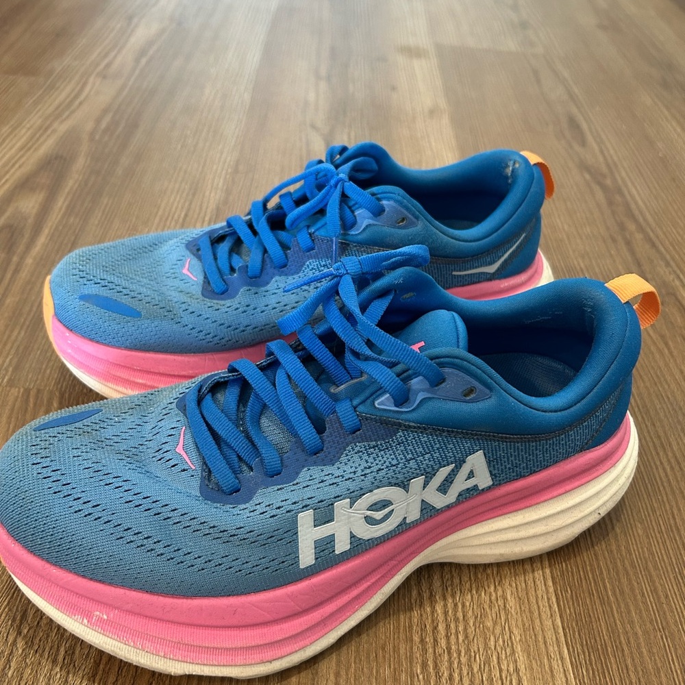 HOKA Women's Blue and Pink Running Shoes